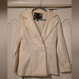 Women's White Double-Breasted Coat